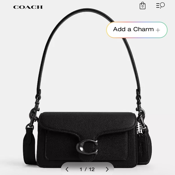 Coach Tabby 20 Black Pebbled Leather Shoulder Bag - Picture 1 of 2